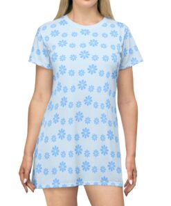 Light Blue Flowers T-Shirt Dress NB25